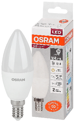 Лампа светодиодная LED 7 Вт E14 3000К 560Лм свеча 220 В (замена 60Вт) OSRAM