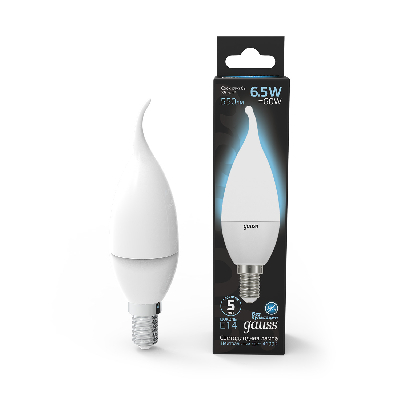 Лампа светодиодная LED 6.5 Вт 550 Лм 4100К белая Е14 Свеча на ветру Black Gauss