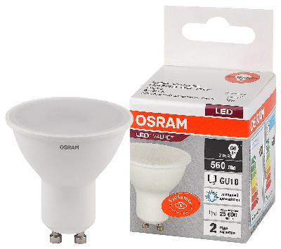 Лампа светодиодная LED 7 Вт GU10 6500К 560Лм спот 220 В (замена 60Вт) OSRAM
