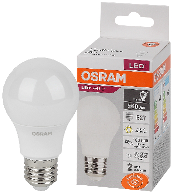 Лампа светодиодная LED 7 Вт E27 3000К 560Лм груша 220 В (замена 60Вт) OSRAM