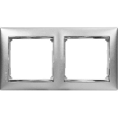 VALENA Рамка 2 поста горизонтальная алюминий/серебро
