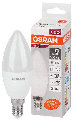 Лампа светодиодная LED 7 Вт E14 6500К 560Лм свеча 220 В (замена 60Вт) OSRAM