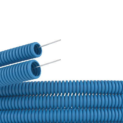 Труба гофрированная ППЛ 25 мм с протяжкой легкая синяя (50м)