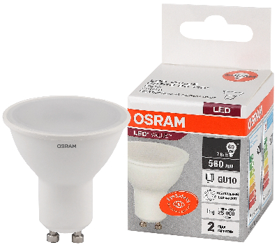 Лампа светодиодная LED 7 Вт GU10 4000К 560Лм спот 220 В (замена 60Вт) OSRAM