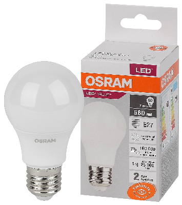 Лампа светодиодная LED 7 Вт E27 4000К 560Лм груша 220 В (замена 60Вт) OSRAM