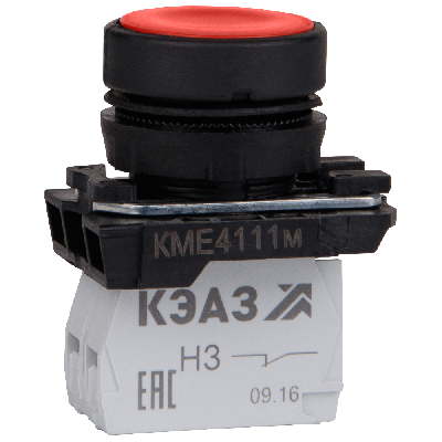 Кнопка КМЕ4501м-красный-0но+1нз-цилиндр-IP54-